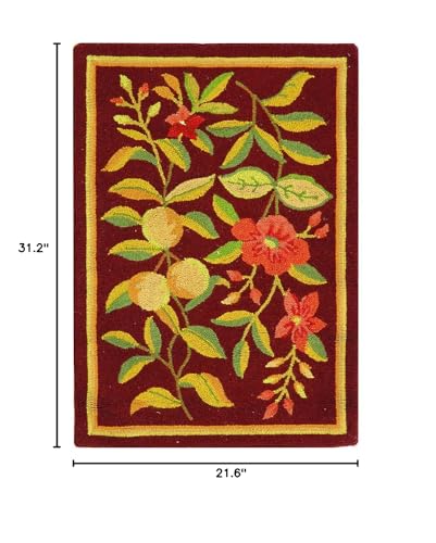 SAFAVIEH Chelsea Collection Accent Rug - 1'8" x 2'6", Burgundy, Hand-Hooked French Country Wool, Ideal for High Traffic Areas in Entryway, Living Room, Bedroom (HK210C) - color: Burgundy, size: 1'8" x 2'6" (Rectangular)