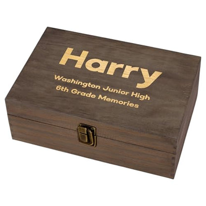 Personalized Name & Grade Wooden Keepsake Box – Custom Engraved Memory Box with Student Name and Class Year, Graduation & School Milestone Gift Storage Chest - style: 18. Kids School Memory Box