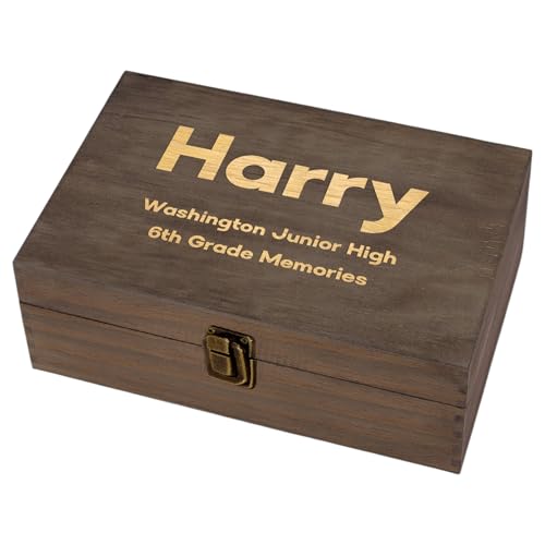 Personalized Name & Grade Wooden Keepsake Box – Custom Engraved Memory Box with Student Name and Class Year, Graduation & School Milestone Gift Storage Chest - style: 18. Kids School Memory Box