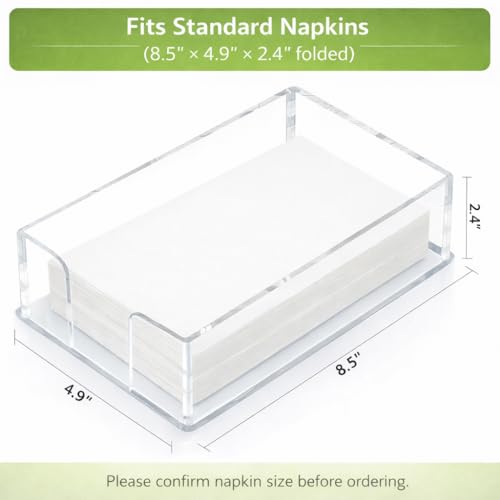 Fengzhe Acrylic Guest Towel Napkin Holder, Clear Bathroom Paper Hand Towels Storage Tray, Disposable Paper Towel Holder for Bathroom, Kitchen, Parties, Weddings, and Various Events 8.5x4.9x2.4 inches