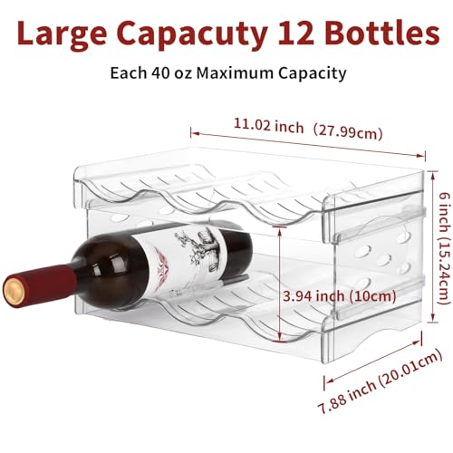 EZ COZY Wine Rack, 2 Tier Water Bottle Organizer for Cabinet (6 Bottles) | Clear Freestanding Wine Bottle Holder for Cabinet, Fridge, Pantry, Wine Rack for Inside Cabinet, Refrigerator, Countertop - size: 2 Tiers for 6 Bottles