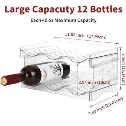 EZ COZY Wine Rack, 2 Tier Water Bottle Organizer for Cabinet (6 Bottles) | Clear Freestanding Wine Bottle Holder for Cabinet, Fridge, Pantry, Wine Rack for Inside Cabinet, Refrigerator, Countertop - size: 2 Tiers for 6 Bottles