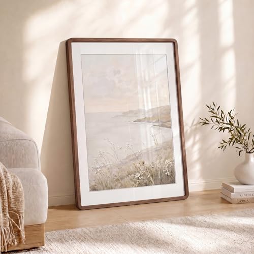Acovy 18x24in Picture Frame, Natural Solid Walnut | Handcrafted Wooden Photo Frame, Dual Use for Wall Mount, Matted to Fit 16"x20" Photos, HD Tempered Glass - color: Walnut, size: 18x24in