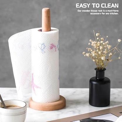 Wooden Paper Towel Holder, Round Bottom | Wooden Towel Holder Countertop, Farmhouse Paper Towel Holder for Kitchen Countertop & Dining Table