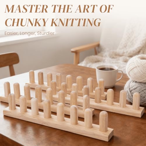 WodGod 62.8” Chunky Blanket Loom Kit, Knitting Loom for Chunky Yarn, Modular Yarn Loom for Blankets with Storage Bag, Anti-Slip Base, Premium Rubber Wood Loom Knitting Set - color: 62.8”