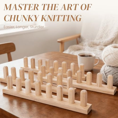 WodGod 62.8” Chunky Blanket Loom Kit, Knitting Loom for Chunky Yarn, Modular Yarn Loom for Blankets with Storage Bag, Anti-Slip Base, Premium Rubber Wood Loom Knitting Set - color: 62.8”