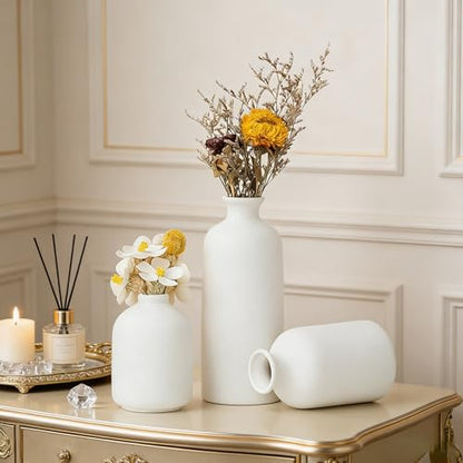 Ceramic Vase Set of 3,Modern Nordic,Minimalist Decorative Vase for Living Room Table Centerpiece Coffee Dining Wedding Bookshelf Home Decoration
