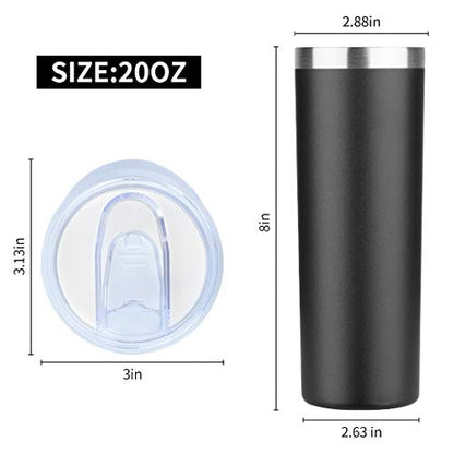 HASLE OUTFITTERS 20 oz Skinny Tumbler, Stainless Steel Insulated Slim Tumbler with Lid, Reusable Double Wall Travel Coffee Mug, Durable Powder Coated Travel Water Cup(Black, 1) - color: Black, size: 20 Ounces