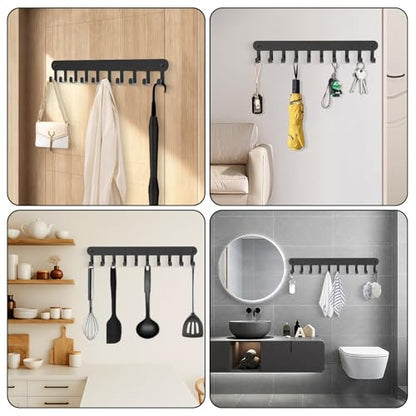 2 Pack Key Holder Wall Mount, Key Holder for Wall,Key Wall Holder | Key Hooks Hanging Keys, Key Hanger Wall Mount with 10 Hooks, Key Rack for Living Room, Kitchen, or Bathroo - color: Black-10Hooks