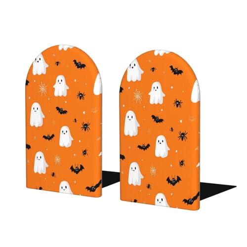 Cartoon Ghost Bat Wooden Bookends for Shelves Decorative Book Ends Universal Book Organizer Holder for Office, Heavy Books, Vinyl Records - color: Cartoon Ghost Bat