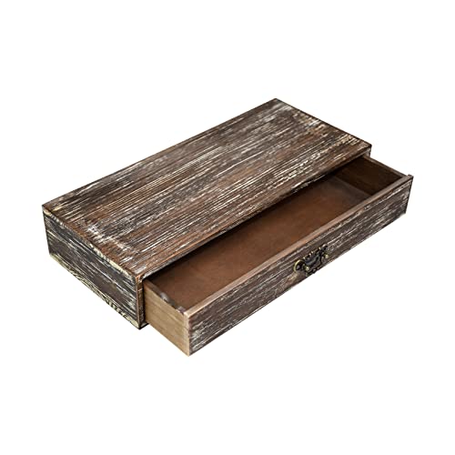Office Desk Organizer with Drawers Dark Brown Vintage Wood Desktop Storage Box Workspace School Supplies Farmhouse Kitchen Countertop Organizer Makeup Storage Box for Home Toiletries Supplies Vanity - color: Dark Brown Style A Rectangle