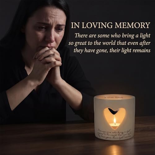 Sympathy Gifts for Loss of Mom, Ceramic Bereavement Votive Candle Holders Gifts, Memorial Gifts for Loss of Mom, Condolences Grief Gift for Loss, in Memory of Loved One (with 10 Tealight Candles)