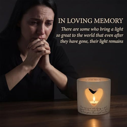 Sympathy Gifts for Loss of Mom, Ceramic Bereavement Votive Candle Holders Gifts, Memorial Gifts for Loss of Mom, Condolences Grief Gift for Loss, in Memory of Loved One (with 10 Tealight Candles)