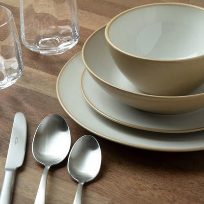 Larder & Vine Stoneware Dinnerware Set, 16 Piece, 4 Place Settings, Made in Portugal, Sand - color: Sand
