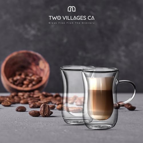 4 Oz Double Wall Borosilicate Insulated Glass Coffee Mug Set of 6, 120ml Coffee Cups with Handle for Tea, Latte - Perfect Espresso Cup Gift - color: 6 pcs 4 oz