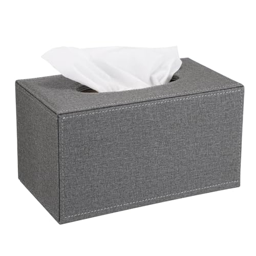 Sumnacon Tissue Box Cover Rectangle Linen Tissue Box Holder,Magnetic Bottom | Stylish Large Tissue Box Cover Rectangular,Decorative Tissue Cover for Bathroom Toilet Bedroom Living Room Table Office,Grey - color: Grey, size: Large