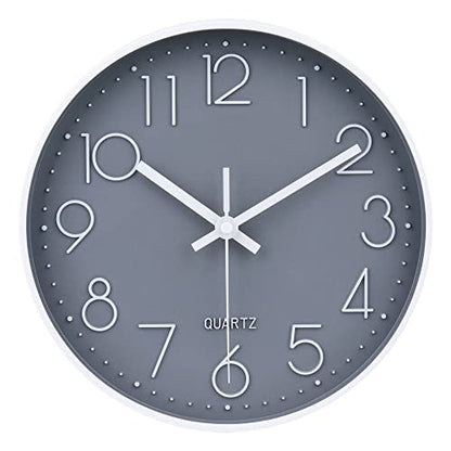10 Inch Gray Wall Clock Battery Operated Silent & Non-Ticking Wall Clock for Home, Bathroom, Bedroom, Kitchen - color: Gray, size: 10 Inch