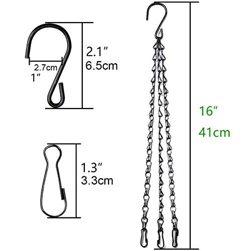 4pcs 16 inch Black Hanging Basket Chain with Hooks Flower Plant Pot Replacement Chain Hanger for Bird Feeders,Planters,Lanterns and Ornaments - size: 16 inch (4pcs)
