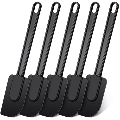 Meekoo 5 Pcs 10 Inch Rubber Spatula 500℉ High Heat Resistant Spatulas | Silicone Spatulas, for Baking Kitchen Cooking, Commercial Food Bpa Free Grade Non Stick Dishwasher Safe, Black - color: Black, size: 10 Inch