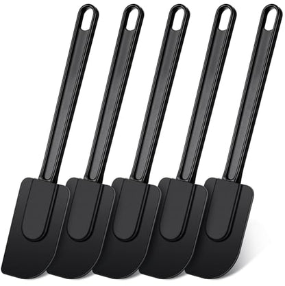 Meekoo 5 Pcs 10 Inch Rubber Spatula 500℉ High Heat Resistant Spatulas | Silicone Spatulas, for Baking Kitchen Cooking, Commercial Food Bpa Free Grade Non Stick Dishwasher Safe, Black - color: Black, size: 10 Inch
