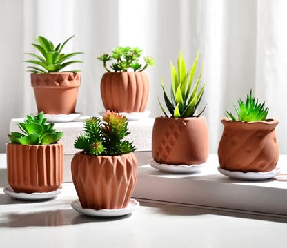 B SEPOR Ceramic Planters Handmade Mini Clay Flower Pot for Small Indoor Plant Succulent Cactus with Melamine Saucer Tray (Terracotta) - color: White Owls