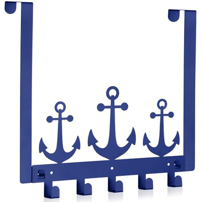 Reallnaive Anchor Over The Door Hooks Christmas Nautical Coastal Navy Blue Bathroom Decor Wall Mount Hanger Rack Holder for Towel, Hat, Coat, Cloth, Keychain, Bag, Beach Lake House Decor - style: Anchor