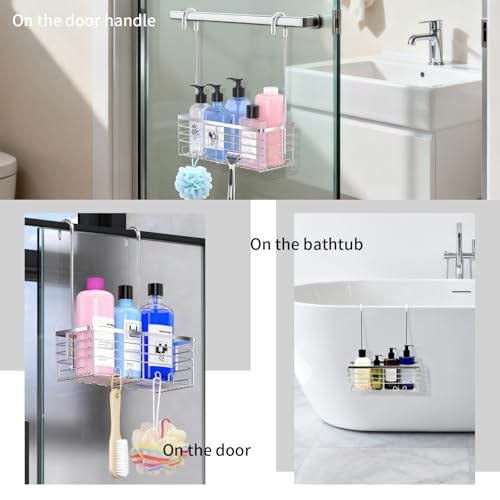 Hanging Shower Caddy, Over the Door Organizer Rack, Stainless Steel Rustproof Shower Shelves, Large Storage Shelf for Inside Shower