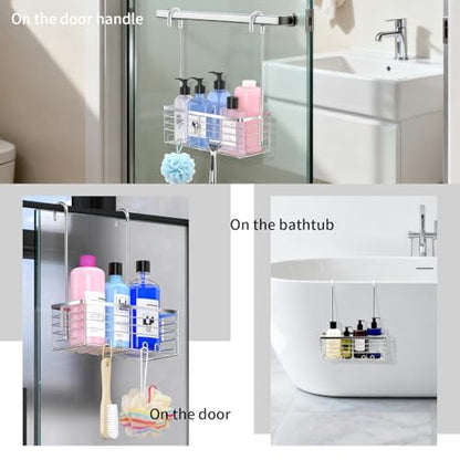 Hanging Shower Caddy, Over the Door Organizer Rack, Stainless Steel Rustproof Shower Shelves, Large Storage Shelf for Inside Shower