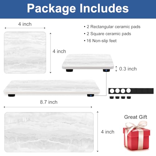 4 Pcs Water Absorbent Stone Dry Tray for Bathroom Sink Kitchen Counter Tray | Diatomite Stone Quick Drying Diatomaceous Earth Mat Soap Dispenser Dish Sponge Holder Ceramic Marble Bathroom Vanity Trays - color: Marble Light Gray