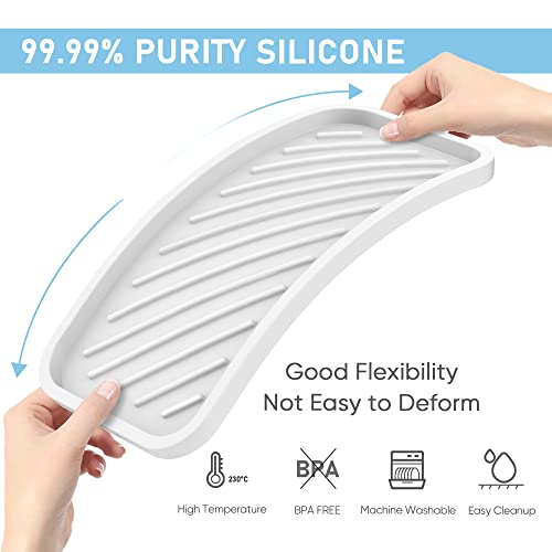 Silicone Sponge Holder-Large Thick Durable 10" Sink Organizer Tray-Kitchen | Thick Durable Sponge Caddy, Large Sink Tray, Dish Soap & Scouring Pad Holder, Countertop Drip Tray, Easy Clean, Rust-Proof - color: C-wh, size: 10x5.1inch