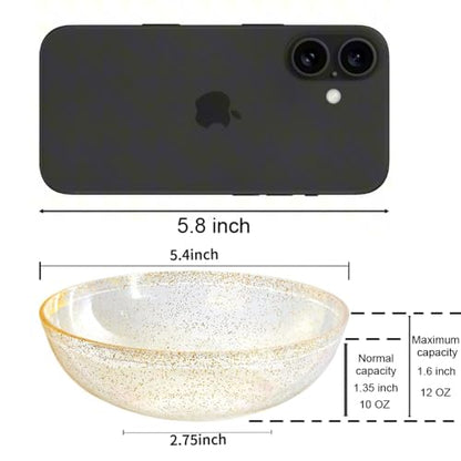 bUCLA 50Pack Gold Glitter Plastic Bowls - 10oz Disposable Crystal Salsa/Dessert Bowls for Wedding & Party - color: Gold Glitter, size: 10oz