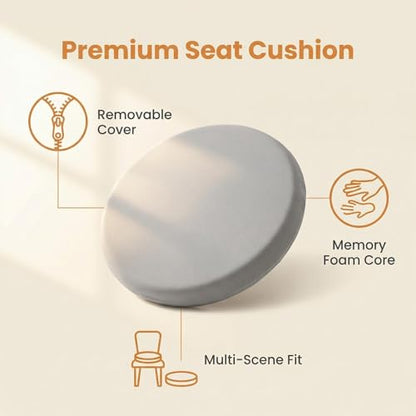 Round Chair Cushion, Memory Foam Filling, Knitted Cotton Cover, Removable Zipper Design, Light Gray, Pink, Coffee, Green (Light Grey, 12 Inch) - color: Light Grey, size: 12 Inch