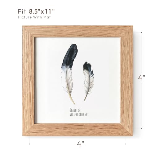 4x4 Picture Frame, Solid Oak Wood 4x4 Photo Frames | 4 x 4 Natural Oak Frame, Wall and Tabletop Display, Natural finish, Set of 2 - color: Natural Oak, size: 4x4 in - 1P