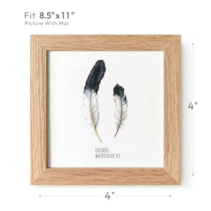 4x4 Picture Frame, Solid Oak Wood 4x4 Photo Frames | 4 x 4 Natural Oak Frame, Wall and Tabletop Display, Natural finish, Set of 2 - color: Natural Oak, size: 4x4 in - 1P