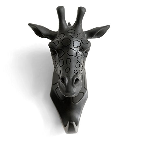 Giraffe Head Single Wall Hook/Hanger Animal Shaped Coat Hat Hook Heavy Duty, Rustic Decorative Gift, Black - color: Giraffe-Black