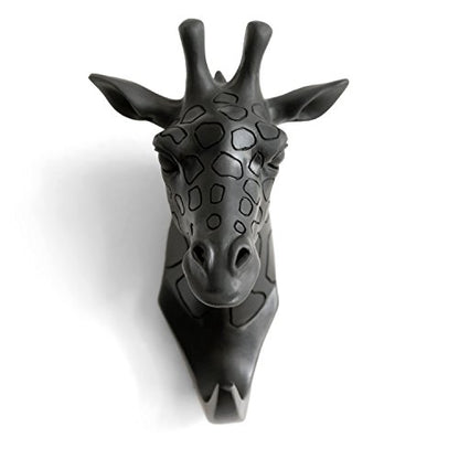 Giraffe Head Single Wall Hook/Hanger Animal Shaped Coat Hat Hook Heavy Duty, Rustic Decorative Gift, Black - color: Giraffe-Black