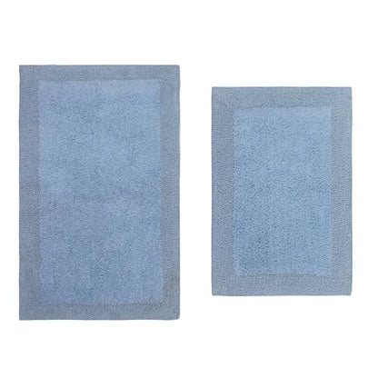 Home Weavers Luxury Collection 100% Cotton Reversible Bathroom Rugs Set, Washable Rug, Soft Cotton Extra Soft and Absorbent Bath Rug, Kitchen Mat, 2 Piece Set(S+M), Blue - color: Blue, size: 2 Piece Set(S+M)
