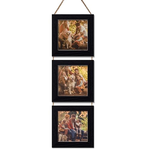 4X4 Picture Frame, Wall Hanging Picture Frames Collage with 3 Opening Frames Black - color: Black, size: 4x4