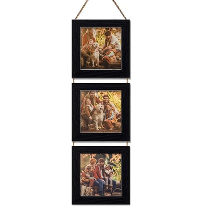 4X4 Picture Frame, Wall Hanging Picture Frames Collage with 3 Opening Frames Black - color: Black, size: 4x4