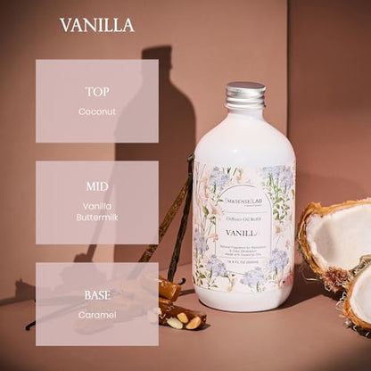 M&SENSE Reed Diffuser Set, Vanilla, 17oz Natural Essential Oil | Non-Toxic Organic, Long-Lasting Fragrance, Ideal for Living Room, Bedroom, Gifts for Women - color: Vanilla