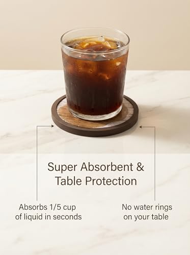Absorbent Coasters for Drinks with Holder - 6packs, Silicone Coasters with Soft Felt Insert, Dual-Sided 3 Wood-Themed Patterns, Reusable Table Protection Mats for Coffee/Tea/Wine/Cans - color: Dual-sided Wood-textured Patterns