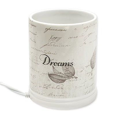 Elanze Designs Dream Bigger Actions Louder Faith Stronger Grey Leaves White Ceramic Stone Jar Warmer - size: Large Jar