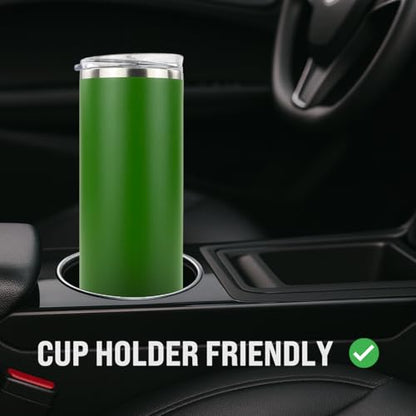 Hogg 20 oz Skinny - Hunter Green, Powder Coated Tumblers for Laser Engraving, Engravable Tumblers Bulk, Stainless Steel Cups Bulk, Insulated Cups with Lids - color: Hunter Green