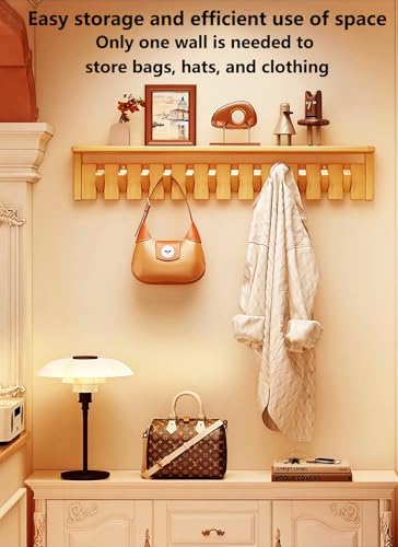 Wall Mounted Coat RackHooks Piano Key Hangers Natural Solid Wood Hanger Non-Woven Fabric Clothes Hangers for Closet, Kitchen, Bedroom, Bathroom, Entryway (Tray Walnut-Beech, 4 Hooks) - color: Tray walnut-beech, size: 4 Hooks