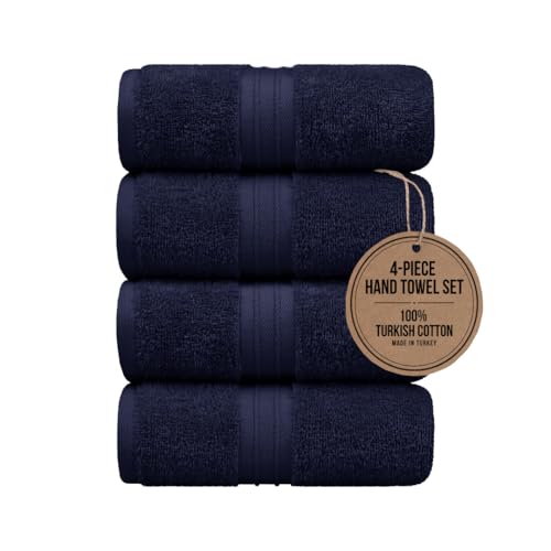 Hand Towels 4 Pack - Luxury & Decorative, Large (16"x 28") Plush, 100% Cotton, Soft and Thick - Versatile, Perfect as Kitchen and Bathroom Towel, Hair or Spa Towel - Royal Blue - color: Royal Blue