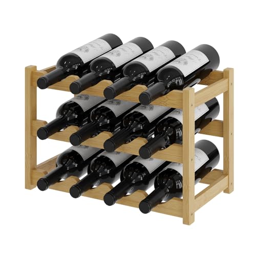 Wine Rack，Bamboo Wine Storage Cabinet Shelf，Countertop Wine Shelf- Freestanding Wine Holder for Kitchen & Pantry (Natural, 3-Tier) - color: Natural, size: 3-tier