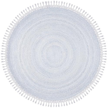 SAFAVIEH Sahara Collection Area Rug - 5' Round, Blue, Handmade Boho Tassel, Ideal for High Traffic Areas in Living Room, Bedroom (SAH490M) - color: Blue, size: 5' (Round)