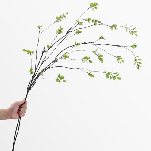 Sherika 4Pcs Artificial Ficus Stems for Vase, 47.2" Faux Long-Stem Greenery Branches, Realistic Eucalyptus Twigs and Branches for Tall Vases Filler, Wedding, Office, Home, Centerpieces Decor - color: Green