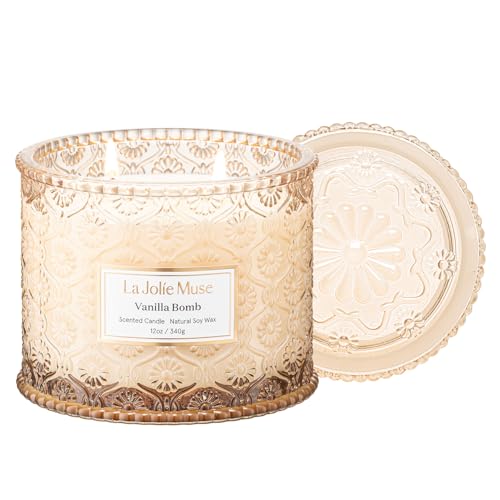 LA JOLIE MUSE Vanilla Zest Scented Candles for Home, Natural Soy, 2-Wick | Large Jar Luxury Candle, Clean Non Toxic, Gift for Women & Men, Decorative Gourmand Candles, Lemon Coconut Bergamot,12 oz - color: Vanilla Bomb, size: 12 oz