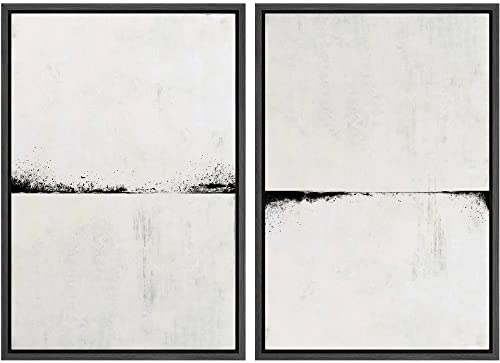 MUDECOR Framed Canvas Print Wall Art Set Black Gray Grunge Paint Stroke Landscape Abstract Shapes Illustrations Modern Art Decorative Bohemian for Living Room, Bedroom, Office - 24"x36"x2 Black - color: A01-2209-m12, size: 36"L x 24"W, style: Black Frame